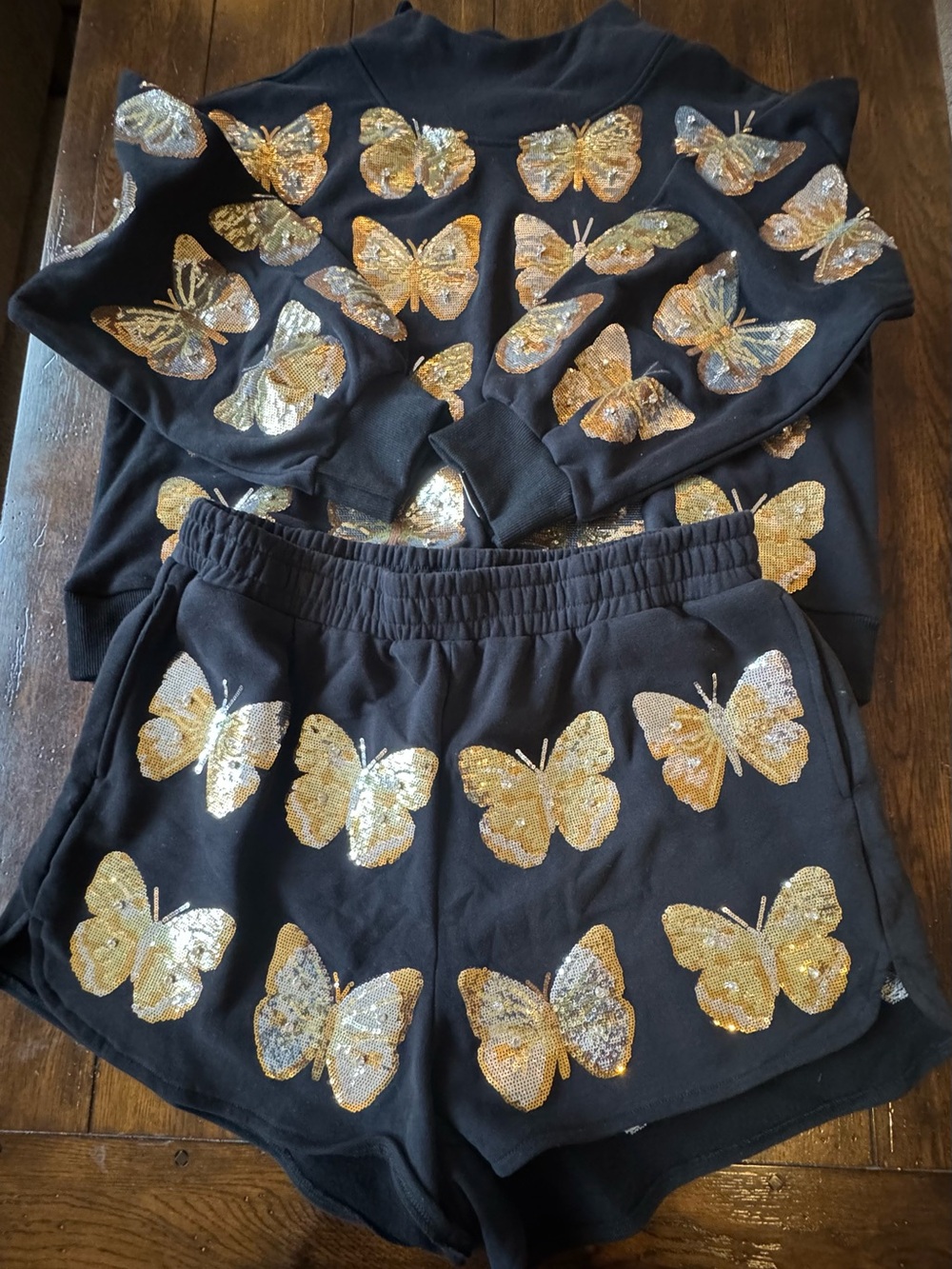 NEW Queen of Sparkles Sequin Butterfly set large top xl bottom